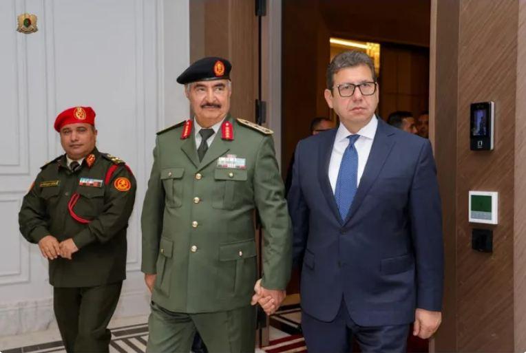 رئيس المخابرات العامة السيد الوزير حسن رشاد يلتقي القائد العام للقوات المسلحة الليبية المشير خليفة حفتر