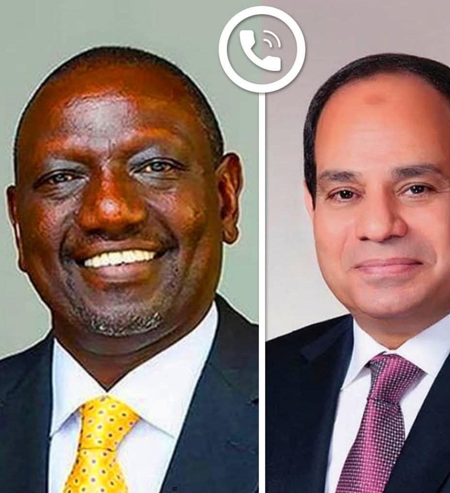 الرئيس السيسي يجري اتصالًا هاتفيا برئيس كينيا ويشيد بالتطور الملحوظ في العلاقات بين مصر وكينيا